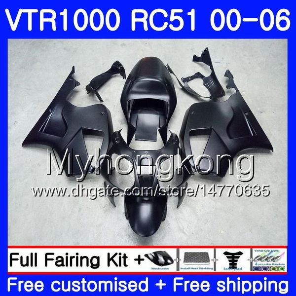 Kit Noir mat chaud Pour HONDA VTR1000 RC51 SP1 SP2 00 01 02 03 04 05 06 257HM.7 RTV1000 VTR 1000 2000 2001 2002 2003 2004 2005 2006 Carénage