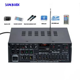 Kit Sunbuck Karaoke Sound Amplificateur 2.1 Channel 200W * 2 High Power FM USB MP3 10 segments Amplificateur Bluetooth Amplificateur Bluetooth