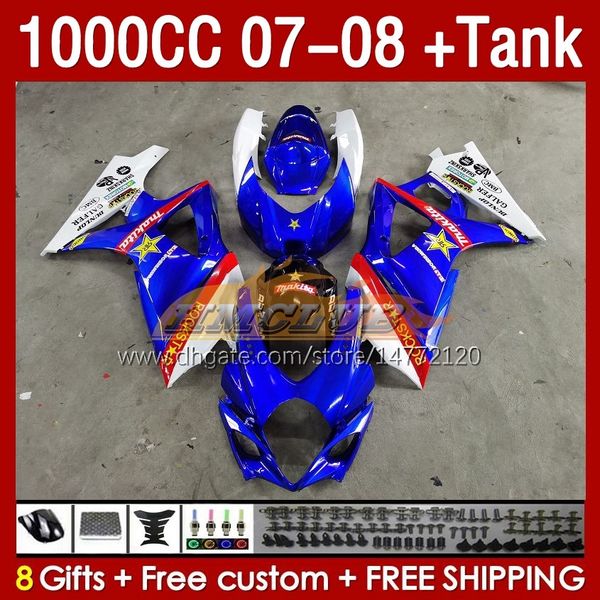 Kit de carenados de tanque para SUZUKI GSXR1000CC GSXR 1000 CC 1000CC 07-08 Carrocería 158No.149 GSXR-1000 GSXR1000 K7 07 08 Cuerpo GSX R1000 GSX-R1000 2007 2008 Carenado azul brillante