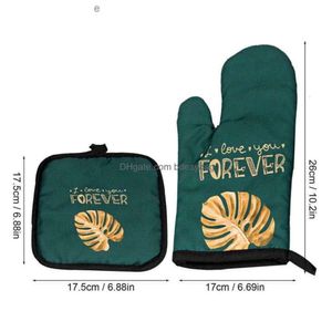 Cocina de 2 piezas Mitts Mitts Soporte de horno y guante Guantes de guantes para hornear Z230810 Drop entrega de jardín de jardín de comedor Bar horneado Dhpuk s