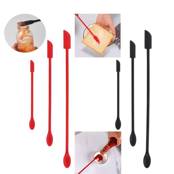 Cuisine 3 pièces/ensemble de Silicone Mini spatule allongé cosmétique bouteille spatule confiture crème spatule Double tête cuillère gâteau couteau