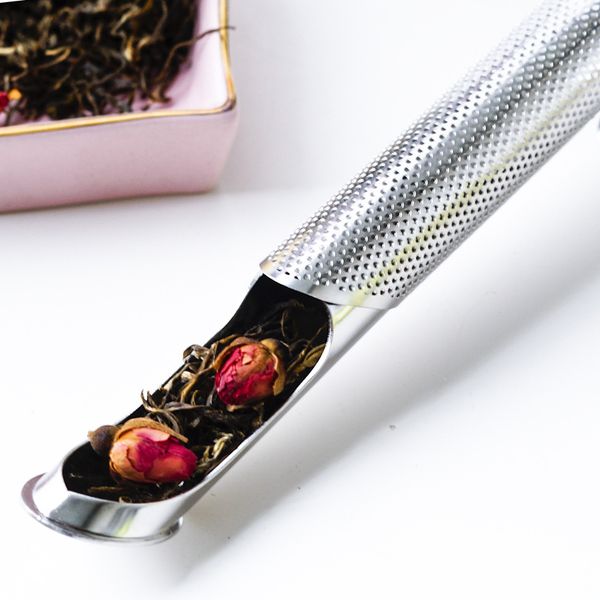 Accesorios de cocina Herramientas de colador de té Increíble diseño de tubo de infusión de acero inoxidable 304 Herramienta de soporte de sensación táctil Filtro de cucharadita FHL518-WY1690