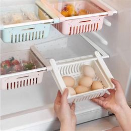 Cuisine réglable extensible réfrigérateur organisateur tiroir panier tiroirs coulissant frais entretoise couche étagère de rangement support de la boîte