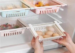Kitchen Adjustable Stretchable Refrigerator Organizer Drawer Basket Drawers Pullout Fresh Spacer Layer Storage Rack Box Holder9889092