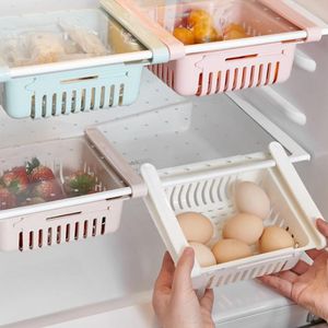 Cocina Ajustable Estirable Refrigerador Organizador Cajón Cesta Cajones Extraíble Espaciador fresco Capa Almacenamiento Estante Caja Titular SN4760