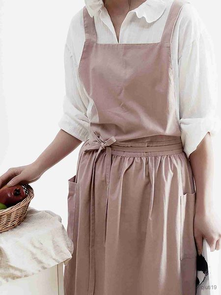 Tablier de cuisine tablier en coton confortable ménage cuisine imperméable anti-fouling femmes mode vêtements de travail R230710