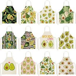 Tablier de cuisine coton lin tablier avocat imprimé cuisine femmes cuisson maison cuisine bref sans manches 55x68cm R230710