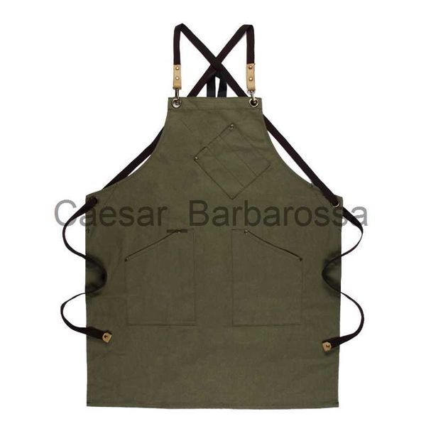 Delantal de cocina Cámaras domo FashionWorking Diseño Ligero Delantal de lona suave Bolsillos laterales dobles Cuerpo entero ajustable Pintura colgante Chef Restaurante x0630