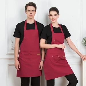 Keukenschort voor vrouw mannen mannelijke koks barbecues bars cafés schoonheid en nagelstudio waterdichte anti -vervuiling uniform 240508