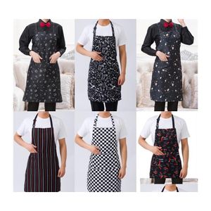 Tablier de cuisine suspendu cou tablier ustensiles de cuisine motif cuisine cuisinier vêtements de travail tabliers de poche imperméable propre femmes hommes chasuble Dir Dhuqp