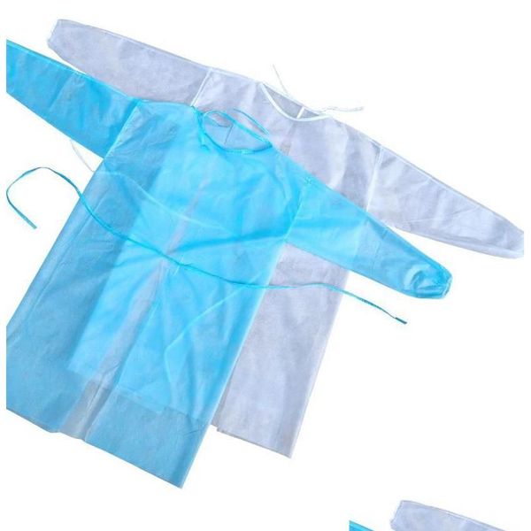 Delantal de cocina Delantal de cocina Traje de protección desechable de una pieza Erall No tejidos Anti polvo Vestido Ropa protectora Delantales Hogar Jardín Dhmh7