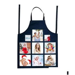 Tablier De Cuisine Linge Sublimation Blanc Ménage Mode Jiugongge Transfert De Chaleur Demi-Longueur Tabliers Sans Manches Diy Cadeau Fournitures Drop Dhcno