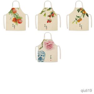 Tablier de cuisine Pcs Fleur Motif Femmes Lady Tablier pour La Maison Cuisine Restaurant Style Chinois Tabliers De Cuisine Restauration Anti-Fouling R230710