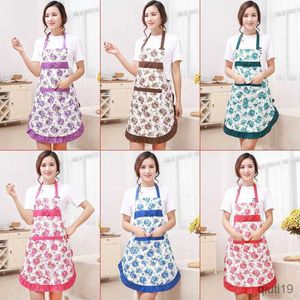 Delantal de cocina impermeable Floral delantal vestido Vintage cocina mujeres con bolsillo hornear cafetería limpieza delantal cocina R230710