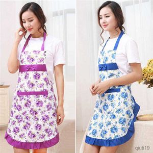 Tablier de cuisine femmes imprimé floral cuisine Restaurant cuisine poche robe tablier R230710