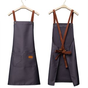 Delantales de cocina para hombre y mujer, ropa para cocinar en casa, Chef, para hornear, con bolsillos, babero para adulto, riñonera impermeable