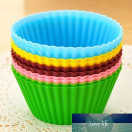 Keuken bakken gebak gereedschap 12 stks / partij ronde vorm siliconen muffin gevallen cake cup cake voering bakken mousse brood mal