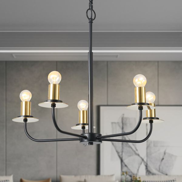 Lustres noirs de cuisine, luminaires suspendus à 5 lumières, lustre de ferme industriel en fer, bougies suspendues pour bar, couloir, salon, chambre à coucher