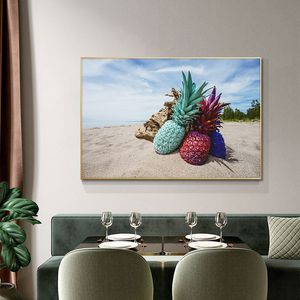 Cuisine toile trois ananas peinture Cuadros scandinave affiches et impressions décor à la maison mur Art Fruits photo salon
