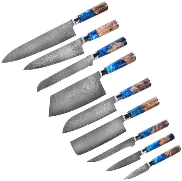 Kitchen Chef Knife Set Damas 67 couches VG10 Japannesesharp Chef Santoku Utilitaire boucher couteau à couteau à couteau à couteau à couteau à résine H2635653