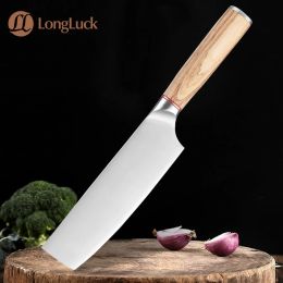 Couteau de Chef de cuisine en acier inoxydable, couteau chinois, couperet à viande, trancher le poisson et les légumes, couteau Nakiri, manche en bois poli miroir