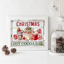 Cuisine Christmas Wall Art Print Chocolate chaud, Candyland Express, Gingerbread Bakery Sign Affiche Vintage toile Painting Decor