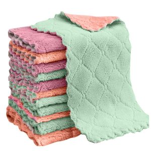 Keukendoek schotel handdoeken premium vaatdoekjes superabsorberende koraal fluweel scheurtowels anti -aanbak olie wasbare phjk2206
