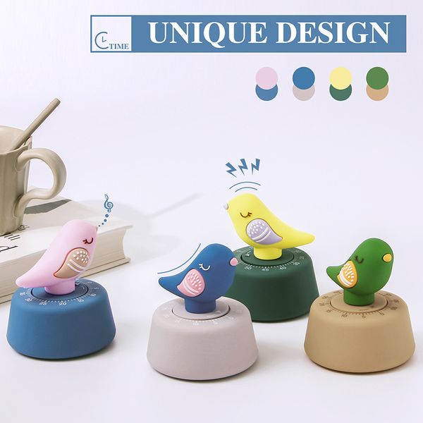 60 minutes Cartoon Bird Timer Mécanique Tente rotative Cadran en plastique Cuisine Cuisine Cuisine Douche Apprentissage