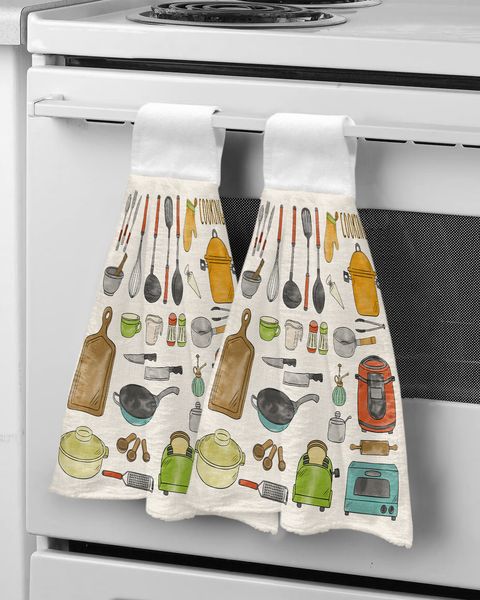 Cuisine outils de cuisine serviette à main fournitures de salle de bain tissu absorbant torchons tissu suspendu accessoires de cuisine