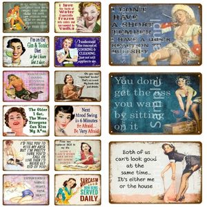 Cuisine Décor Sexy Beauté Tin Sign Sexy Girl Affiche Vintage Rétro Man Cave Mur Décoratif Tin Plate Peinture Bar Pub Pin Up Girl Affiche Home Decor TAILLE 30X20CM w01