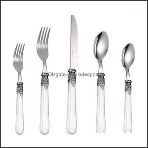 Keuken, eetkar Home Gardencathylin Flatware Sets 5-delige acrylgreep roestvrijstalen servies set