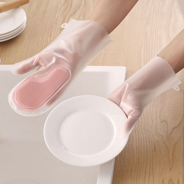 Gants de lavage de vaisselle de cuisine, imperméables, imperméables, pour la vaisselle, le nettoyage, les travaux ménagers, antidérapants, brosse de lavage de la vaisselle, gants Guantes Para Lavar Cepillos