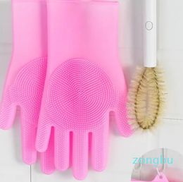 Guantes para lavar platos de cocina, cepillo para lavar platos de silicona multifuncional grueso, artefacto de limpieza del hogar, aceite y calor