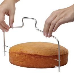 Keuken diy bakaccessoires dubbele lijn cake slicer home diy cake riemener snijlijn verstelbare cakes slicer