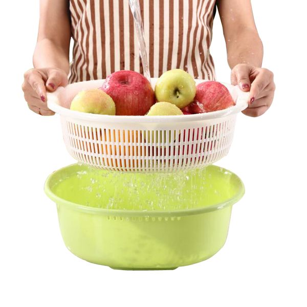 Küche Doppel Werkzeuge Kunststoff Sieb Abflusskorb Obst Gemüse Waschen Sieb Zusammenklappbare Abtropffläche Küchen