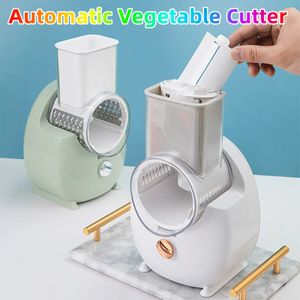 Cortador de verduras multifunción eléctrico para cocina, rebanador automático, rallador triturado con 3 cuchillas 240104