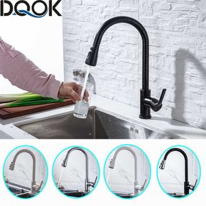 Robinet de cuisine Blackhed Single Handle Titr Down White Kitchen Tap Single Hole Brossed Nickle Robinets Bouxer Water Tap 211108