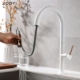 Keukenkraan Trek Water Mixer Tap Single Handle 360 ​​Rotatie Douchekranen Touch Intelligente Temperatuurverandering