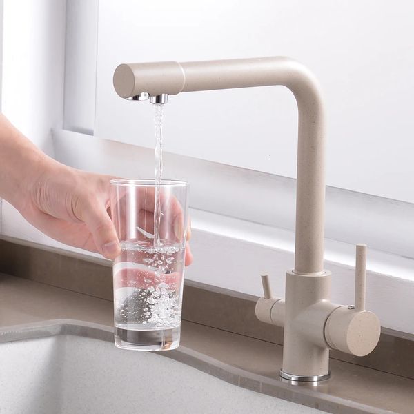 Grifo de cocina Agua con punto Purificador de latón Grifo Pulverizador doble Beber Agua filtrada Grifo Fregadero Fregadero Grifo Torneira 240301