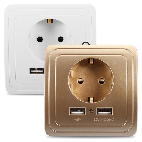 Grifos de cocina 1.5A / 2A Puertos USB duales Cargador de pared Adaptador de corriente Panel de toma de corriente Montaje de enchufe de la UE