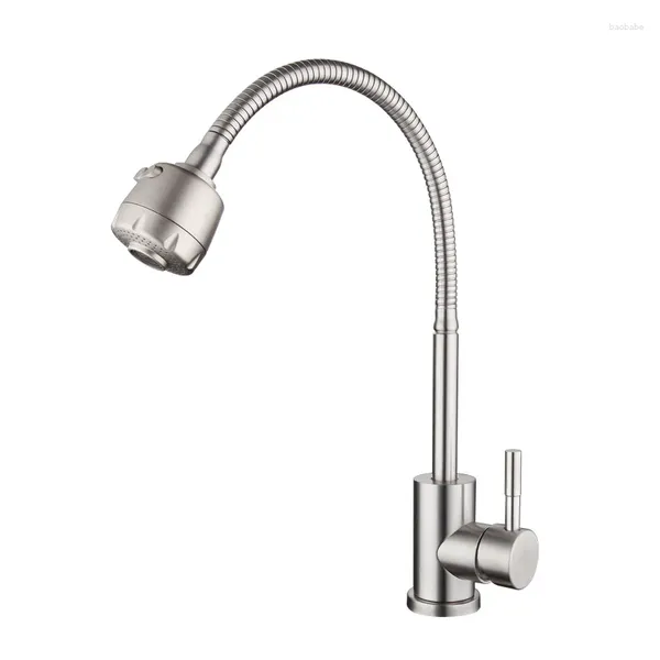 Grifos de cocina 304 Acero inoxidable Frío y tubo universal Grifo sin plomo Lavabo de lavado de verduras Fregadero giratorio