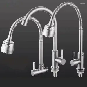 Keukenkranen 304 roestvrij staal Enkele koudwaterkraan Badrandcombinaties Spoelbak Bibcock Hardware Huishoudartikelen Klep Sanitair Accessoires