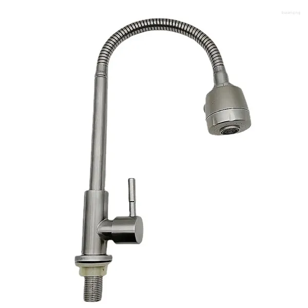 Robinets de cuisine 304 Fil en acier inoxydable dessiné tube universel vertical de refroidissement simple de refroidissement du bassin robinet cuivre