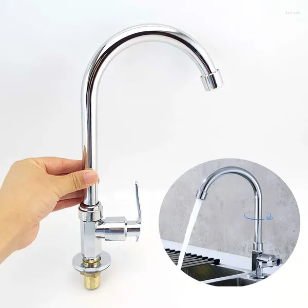 Robinets de cuisine 360 Rotation Ratate Head Trou Single Cold Cold Spout Stream Streamor Silver Color Sink Tap Home Accessoires Q1