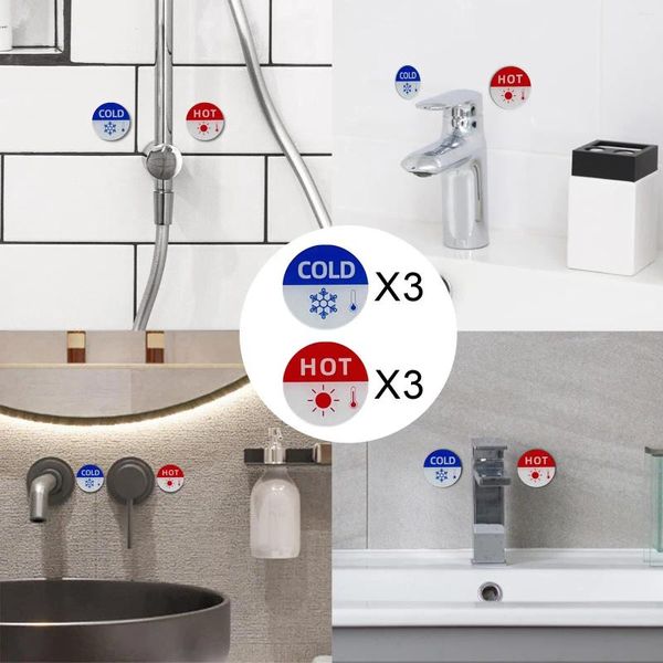 Grifos de cocina 6 uds y señales de frío para pegatina universal multiusos autoadhesivo acrílico baño Kichen restaurante fregadero