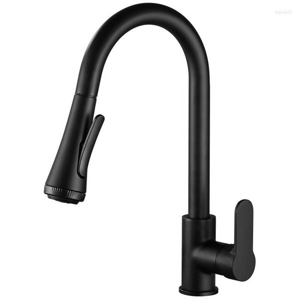 Grifos de cocina y manguera flexible de agua fría para grifo de fregadero de acero inoxidable 304 con caño extraíble Color negro Venta