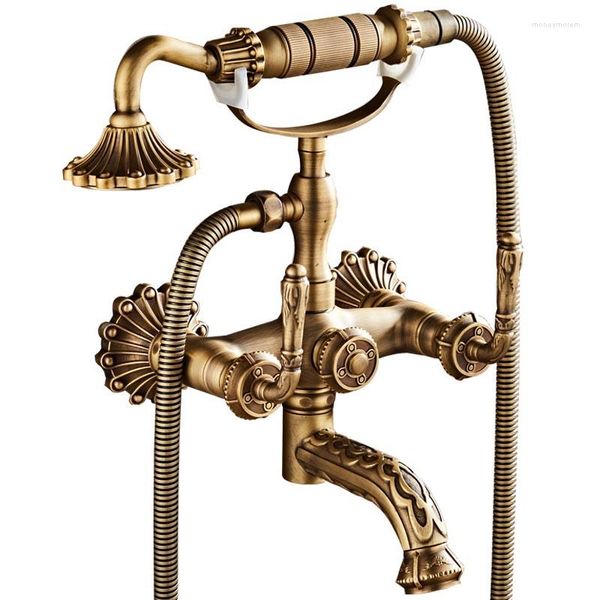 Robinets de cuisine cuivre en cuivre antique Ensemble de pomme de douche simple Bulle de salle de bain robe de baignoire murale et vanne de mélange à froid