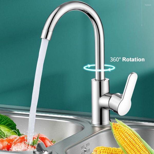 Robinets de cuisine, robinet de salle de bains, mitigeur d'eau froide, lavabo rotatif domestique, évier à poignée unique, bec pivotant, partie chromée