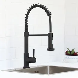 Robinets de cuisine robinets noirs mélangeur monté sur pont robinet rotatif stream pulvérisateur de buse Évite de froids
