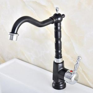 Keukenkranen zwarte olie gewreven bronzen gepolijst chroom messing nat balk badkamer wastafel kraan swivel tuit mixer kraan tap enkel gat mnf488